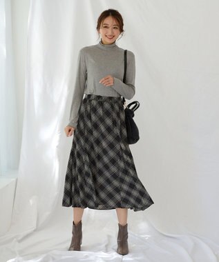 ANY 【洗濯機可能】フレアマチスカート ブラックベースチェック
