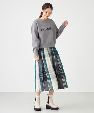 SHARE PARK LADIES フロントロゴショートプルオーバー ライトグレー系