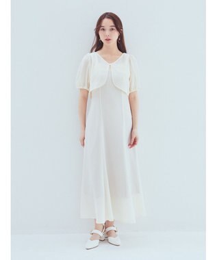 earth music&ecology ＳＥＴ２点パフスリーブブラウス＋キャミワンピース Ivory