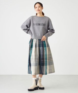 SHARE PARK LADIES フロントロゴショートプルオーバー ライトグレー系