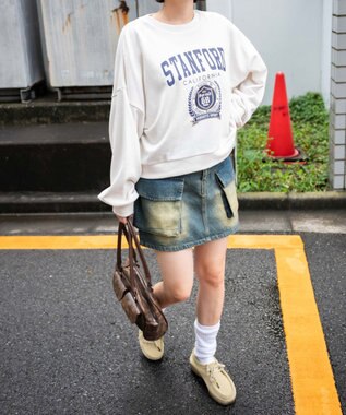 WEGO カレッジプリントスウェット ホワイトアイボリー