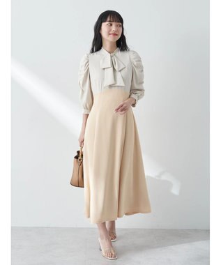 earth music&ecology ハイウエスト切り替えドッキングフレアワンピース Orange