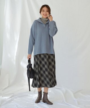 ANY 【洗濯機可能】フレアマチスカート ブラックベースチェック