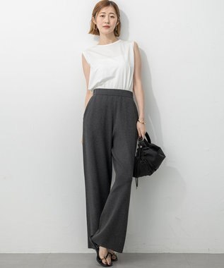 23区 L 【新色追加/洗える】コットンベアジャージー ノースリーブ Tシャツ ホワイト系