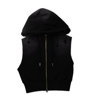 WEGO ヴィンテージウォッシュWジップN／Sパーカー ブラック