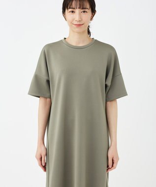KASHIYAMA 【抗菌繊維】スタイリッシュジャージー オーバーサイズドレス オリーブ