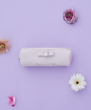 Maison de FLEUR パールビジュー合皮リボンロングポーチ Pink