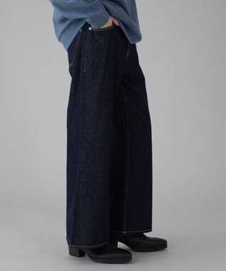WEGO 【ユニセックス着用ITEM/ウエスト調整可】フレアデニムパンツ デニムインディゴ