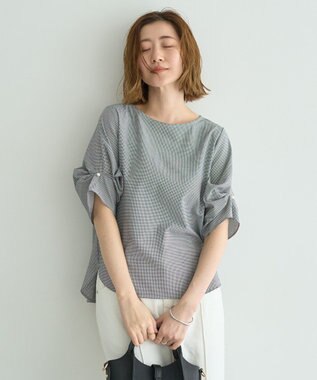 YECCA VECCA パールタックスリーブブラウス