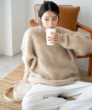 WEGO モヘアライクBIGプルオーバー ベージュ