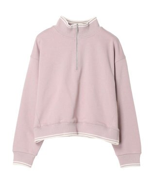 earth music&ecology ハーフＺＩＰラインプルオーバー Pink Beige