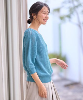 ANY L 【洗濯機可/前後着用可/アンチピリング】２ＷＡＹドライニット ターコイズ