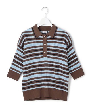 J.PRESS YORK STREET 【WOMEN】コットンボーダー ニットポロシャツ