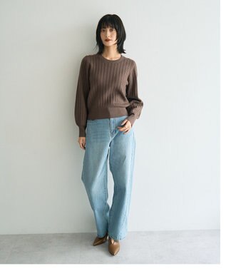 YECCA VECCA 金釦ミニケーブルニット Charcoal Gray