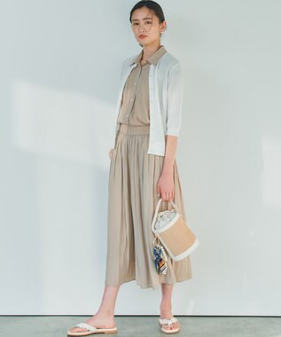 組曲 S ギャザーライトデシン ブラウス ベージュ系