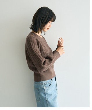 YECCA VECCA 金釦ミニケーブルニット Charcoal Gray