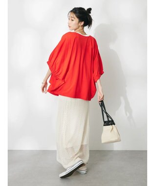 CRAFT STANDARD BOUTIQUE 配色メッシュニットスカート Ivory