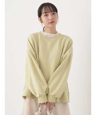 earth music&ecology サイドボタンダンボールプルオーバー Yellow