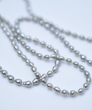 monshiro 【バロックパール/2WAY】イチョウロング ネックレス ゴールド×グレー