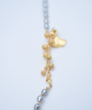 monshiro 【バロックパール/2WAY】イチョウロング ネックレス ゴールド×グレー