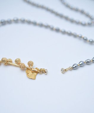 monshiro 【バロックパール/2WAY】イチョウロング ネックレス ゴールド×グレー