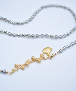 monshiro 【バロックパール/2WAY】イチョウロング ネックレス ゴールド×グレー