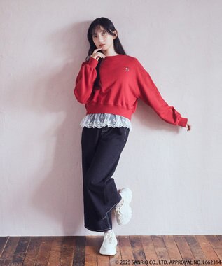 earth music&ecology マイメロディ＆クロミ／ｅａｒｔｈ　レトロアートスウェット Red