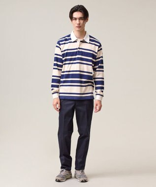 J.PRESS MEN 洗練されたシルエットと機能美【ストレッチ】トリコチン ステムテーパードパンツ ネイビー系