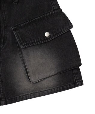 WEGO ヴィンテージウォッシュカーゴミニスカート ブラック
