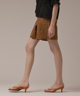 GRACE CONTINENTAL リーフジャガードショートパンツ キャメル