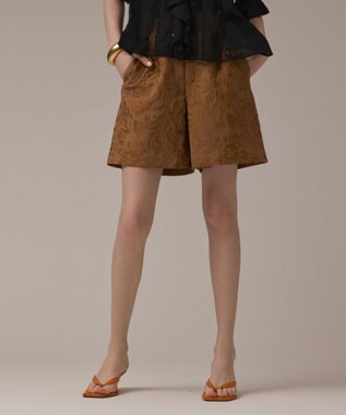GRACE CONTINENTAL リーフジャガードショートパンツ キャメル