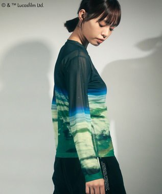 Green Parks ＳＴＡＲ　ＷＡＲＳ／シアープリントＴシャツ Blue