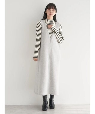 earth music&ecology 前後２ｗａｙ圧縮ニットジャンスカ Gray Mixture