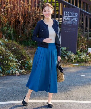 Tiaclasse 【洗える】ノーカラーデニムジャケット ネイビー