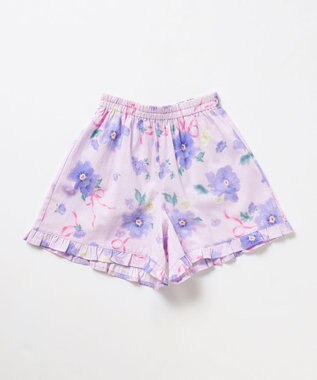 ANY KIDS 【洗濯機可能】簡単帯付き 甚平セット ラベンダー×花柄