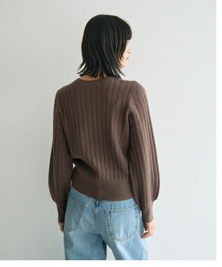 YECCA VECCA 金釦ミニケーブルニット Charcoal Gray