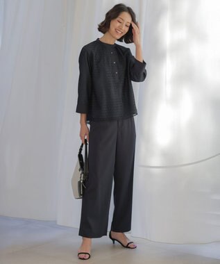 J.PRESS LADIES L トロピカルストレッチ ワイド パンツ ネイビー系