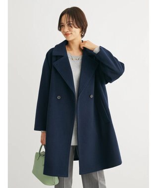 Green Parks ビーバー調テーラードカラーコート Navy