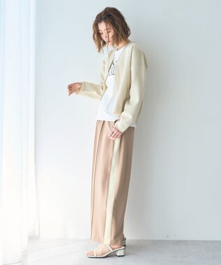 YECCA VECCA 配色VネックZIPカーディガン Ivory