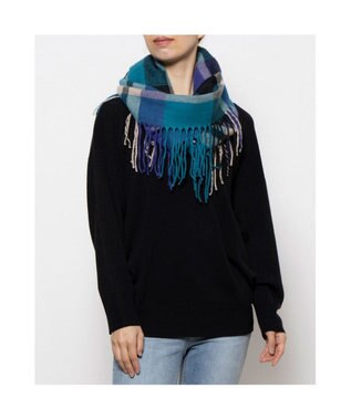 UNBILLION カシュネ cache nez / チェックサイドフリンジスヌード ブルー