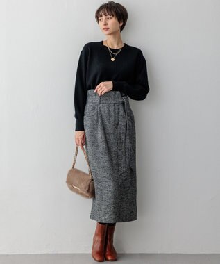 23区 S 【洗える】ウールカシミヤ クルーネック ニット ブラック系