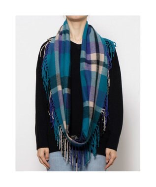 UNBILLION カシュネ cache nez / チェックサイドフリンジスヌード ブルー