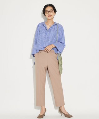 #Newans 【ANSWER for ヘルシーカジュアル】ワイドスリーブシャツ ブルー系ストライプ