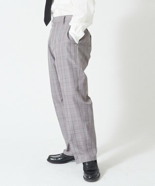 WEGO 【SCHOOLITEM】メンズスクールチェックセミワイドスラックス