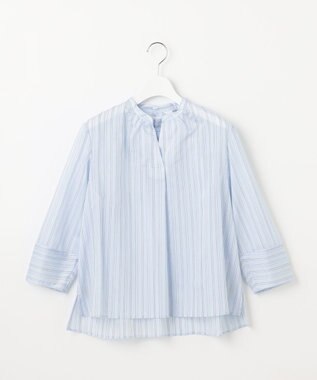 J.PRESS LADIES 【洗える】ランダムストライプ スタンドカラー  ブラウス サックスストライプ系