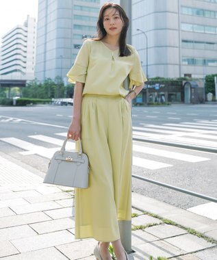 ANY SIS L 【接触冷感・UVカット・速乾】スムージーポリエステルタックフレア パンツ 【WEB限定】ライム