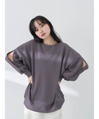earth music&ecology 袖スリットスウェット Charcoal Gray