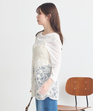 earth music&ecology モールレースキャミチュニック Ivory