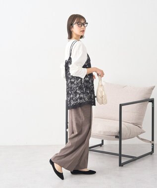 earth music&ecology モールレースキャミチュニック Black