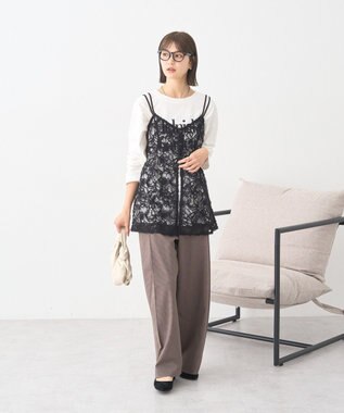 earth music&ecology モールレースキャミチュニック Black